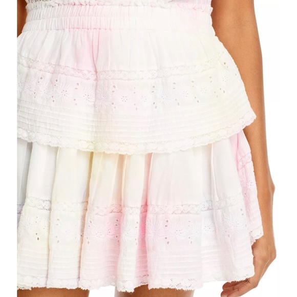 LOVESHACKFANCY Gwen Ruffled Sleeve Tie Dye Mini Dress NEW XS - Picture 6 of 9